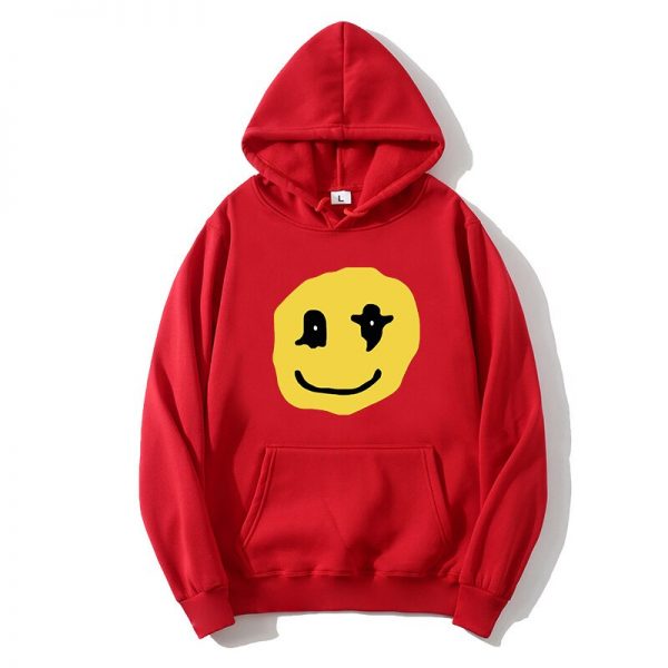 Kanye West smiley print plus fleece sweater for men and women fleece Harajuku Hoodie hip hop 5 - Kanye West Shop